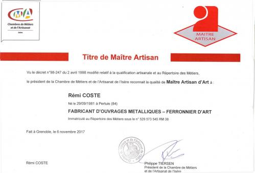 Titre de maître artisan d'art